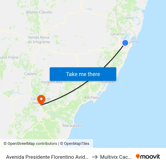 Avenida Presidente Florentino Avidos, 180-260 to Multivix Cachoeiro map