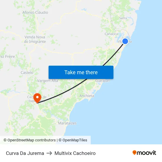 Curva Da Jurema to Multivix Cachoeiro map