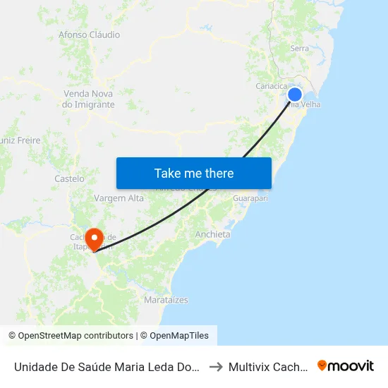 Unidade De Saúde Maria Leda Dos Santos to Multivix Cachoeiro map