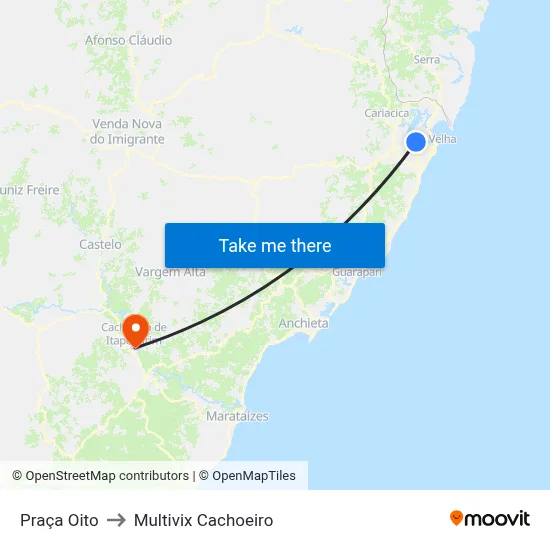 Praça Oito to Multivix Cachoeiro map