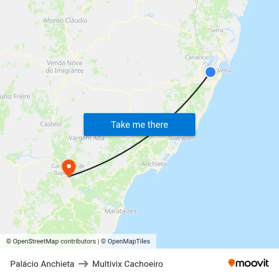 Palácio Anchieta to Multivix Cachoeiro map