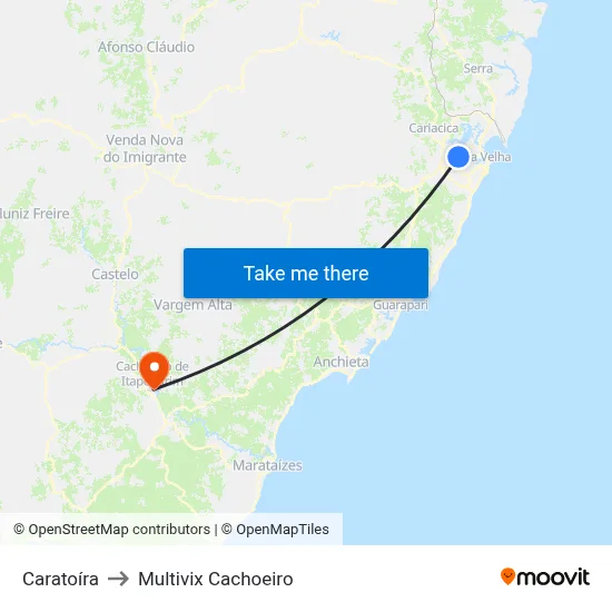Caratoíra to Multivix Cachoeiro map