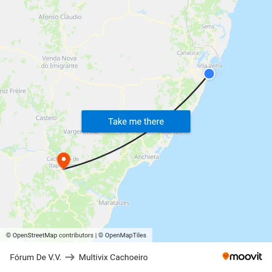 Fórum De V.V. to Multivix Cachoeiro map