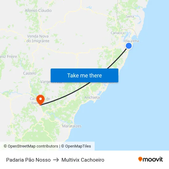 Padaria Pão Nosso to Multivix Cachoeiro map