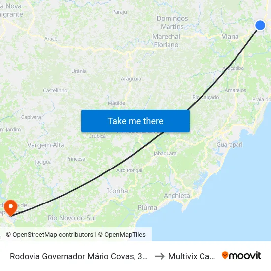 Rodovia Governador Mário Covas, 318 - Vila Bethania to Multivix Cachoeiro map