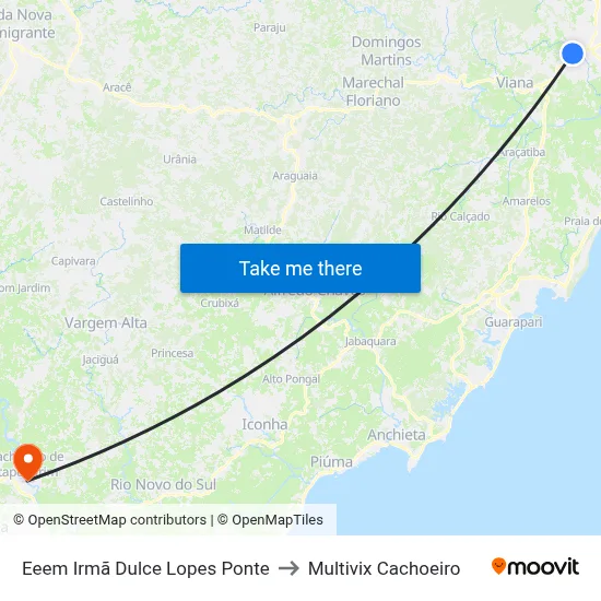Eeem Irmã Dulce Lopes Ponte to Multivix Cachoeiro map