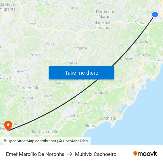Emef Marcílio De Noronha to Multivix Cachoeiro map