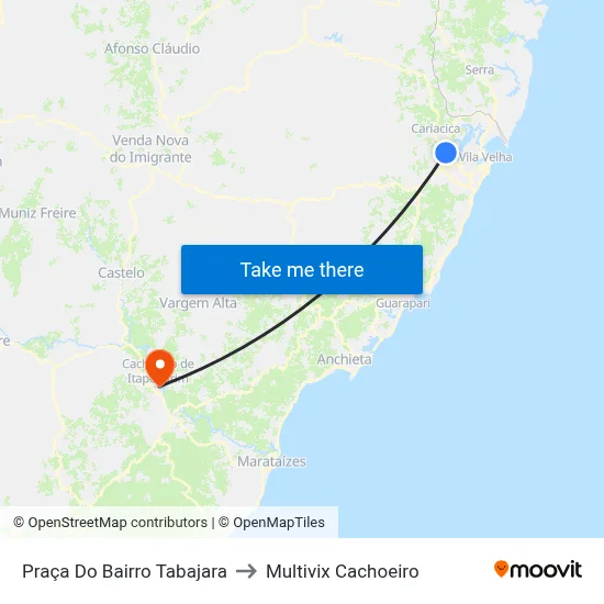Praça Do Bairro Tabajara to Multivix Cachoeiro map