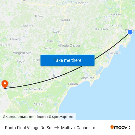 Ponto Final Village Do Sol to Multivix Cachoeiro map