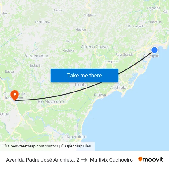 Avenida Padre José Anchieta, 2 to Multivix Cachoeiro map
