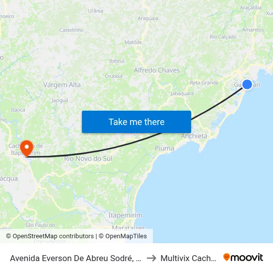 Avenida Everson De Abreu Sodré, 325-435 to Multivix Cachoeiro map