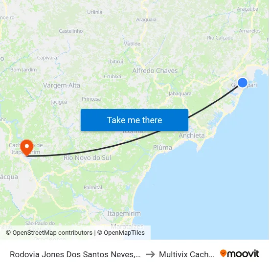 Rodovia Jones Dos Santos Neves, 758-892 to Multivix Cachoeiro map