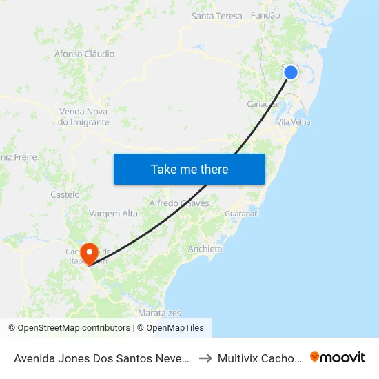 Avenida Jones Dos Santos Neves, 397 to Multivix Cachoeiro map