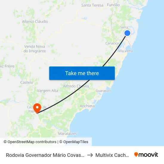 Rodovia Governador Mário Covas 13016 to Multivix Cachoeiro map