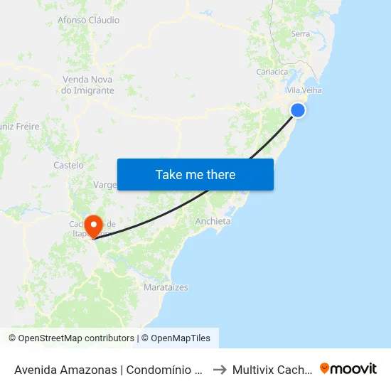 Avenida Amazonas | Condomínio Praia Sol I to Multivix Cachoeiro map