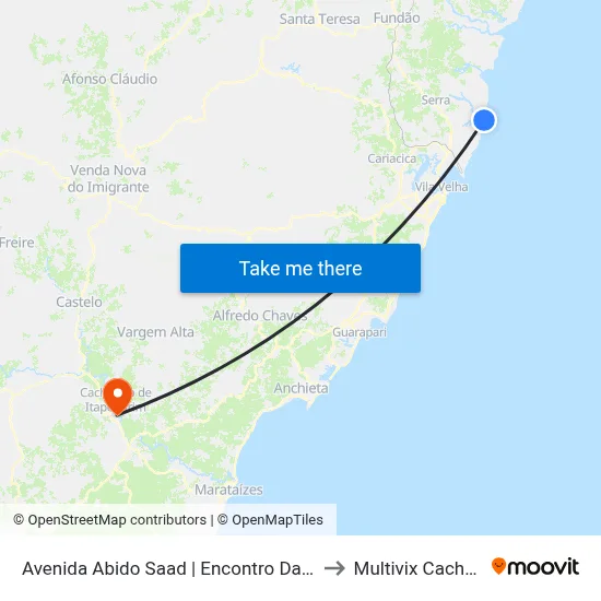 Avenida Abido Saad | Encontro Das Águas to Multivix Cachoeiro map