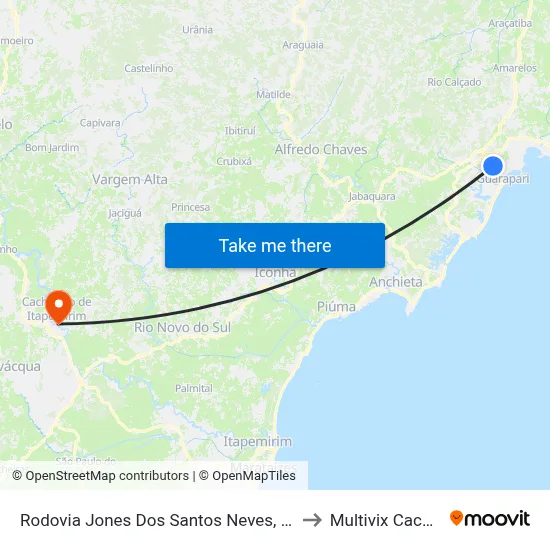 Rodovia Jones Dos Santos Neves, 4091-4183 to Multivix Cachoeiro map