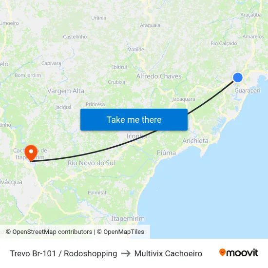 Trevo Br-101 / Rodoshopping to Multivix Cachoeiro map