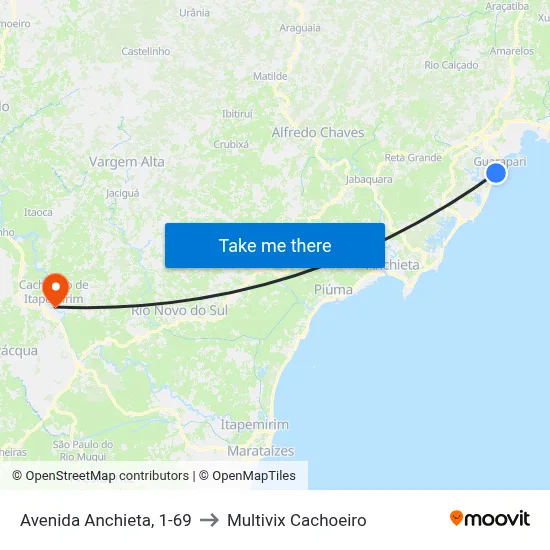 Avenida Anchieta, 1-69 to Multivix Cachoeiro map