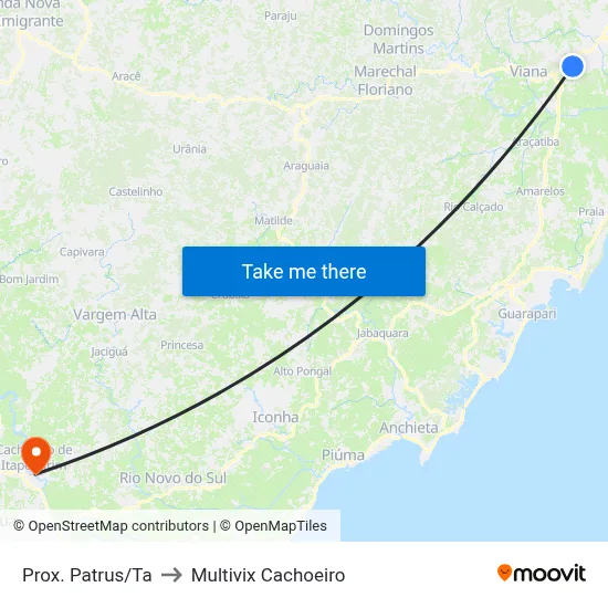 Prox. Patrus/Ta to Multivix Cachoeiro map