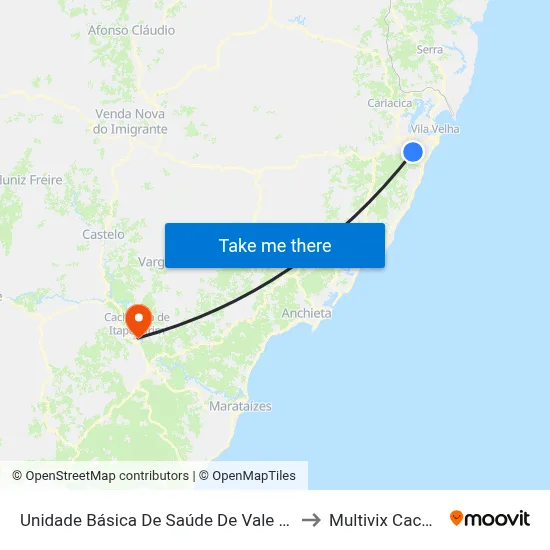 Unidade Básica De Saúde De Vale Encantado to Multivix Cachoeiro map