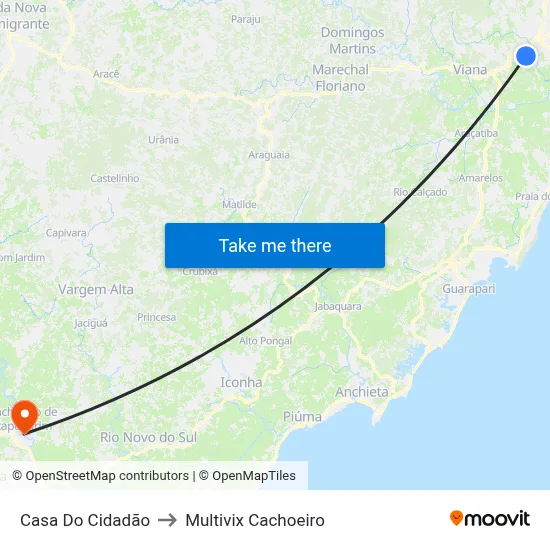 Casa Do Cidadão to Multivix Cachoeiro map