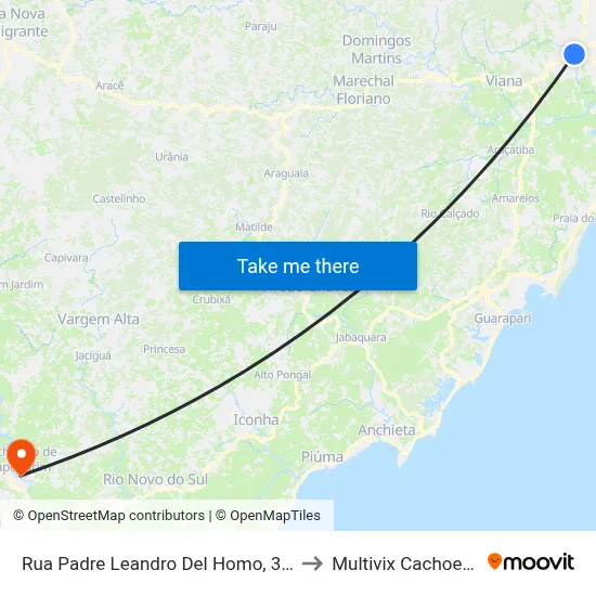 Rua Padre Leandro Del Homo, 385 to Multivix Cachoeiro map