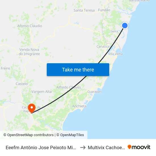 Eeefm Antônio Jose Peixoto Miguel to Multivix Cachoeiro map
