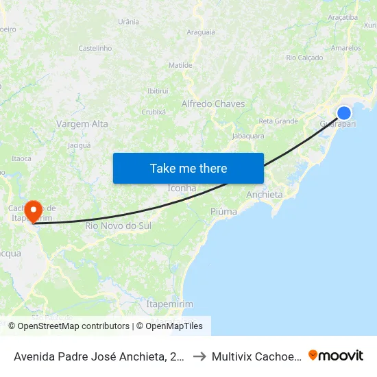 Avenida Padre José Anchieta, 2342 to Multivix Cachoeiro map