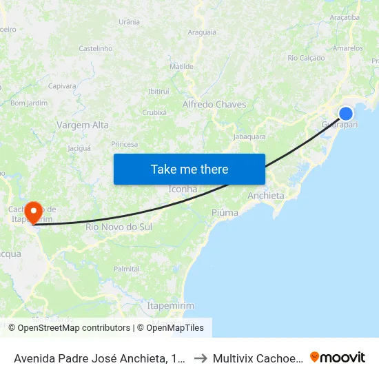 Avenida Padre José Anchieta, 1643 to Multivix Cachoeiro map