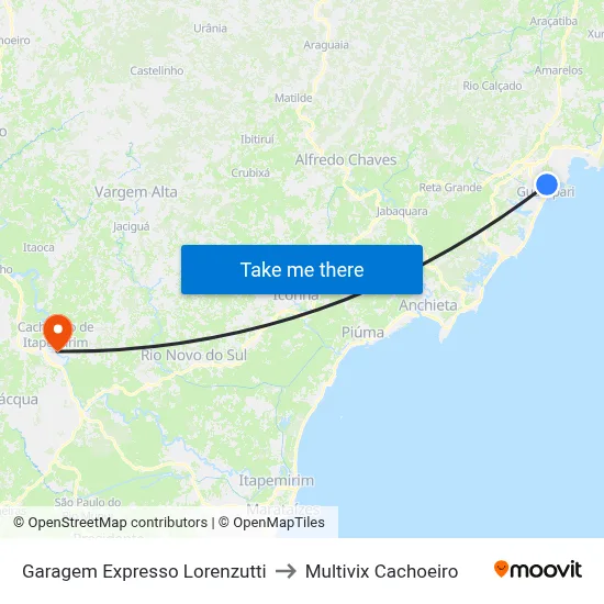 Garagem Expresso Lorenzutti to Multivix Cachoeiro map