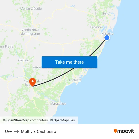 Uvv to Multivix Cachoeiro map