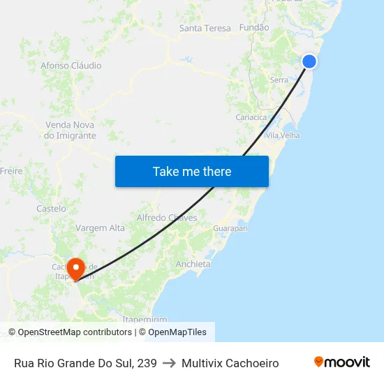 Rua Rio Grande Do Sul, 239 to Multivix Cachoeiro map