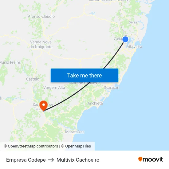 Empresa Codepe to Multivix Cachoeiro map