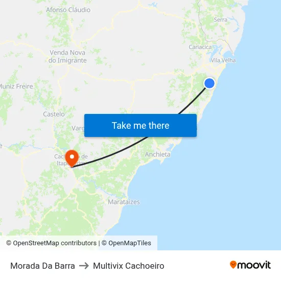 Morada Da Barra to Multivix Cachoeiro map