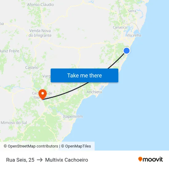 Rua Seis, 25 to Multivix Cachoeiro map