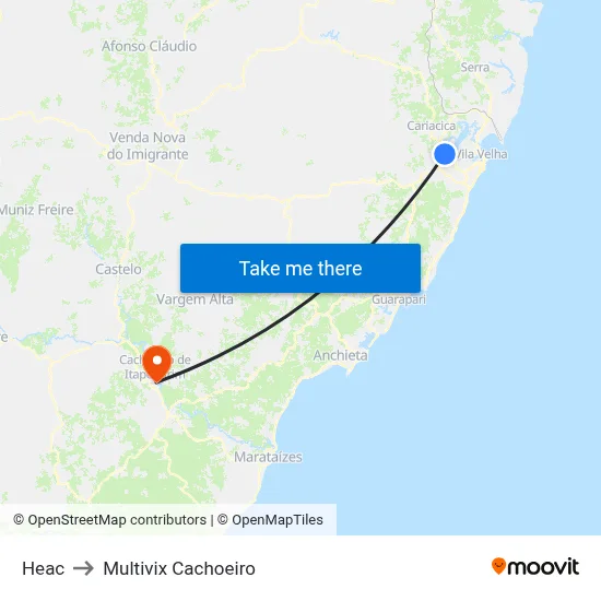 Heac to Multivix Cachoeiro map