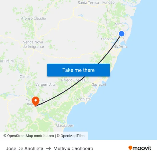 José De Anchieta to Multivix Cachoeiro map