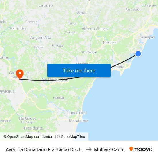 Avenida Donadario Francisco De Jesus, 121 to Multivix Cachoeiro map