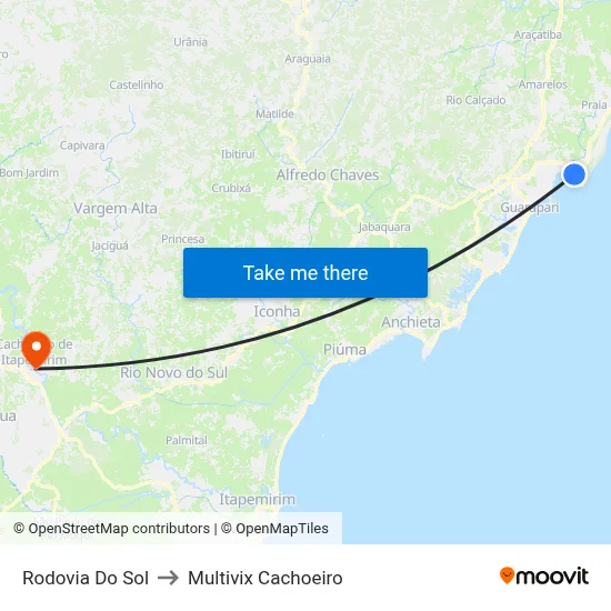 Rodovia Do Sol to Multivix Cachoeiro map