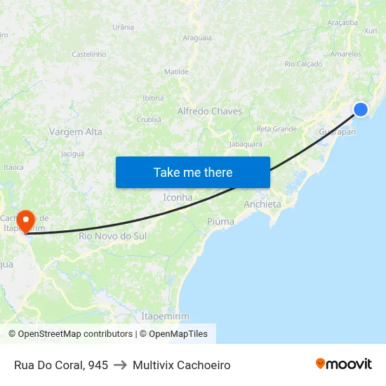 Rua Do Coral, 945 to Multivix Cachoeiro map