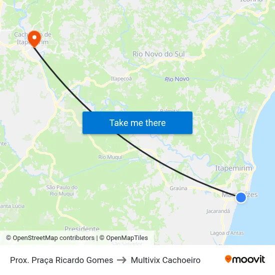 Prox. Praça Ricardo Gomes to Multivix Cachoeiro map