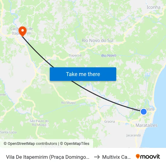 Vila De Itapemirim (Praça Domingos José Martins) to Multivix Cachoeiro map