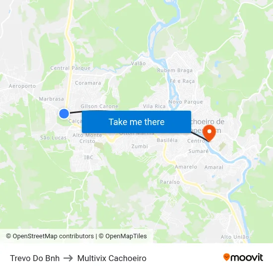 Trevo Do Bnh to Multivix Cachoeiro map