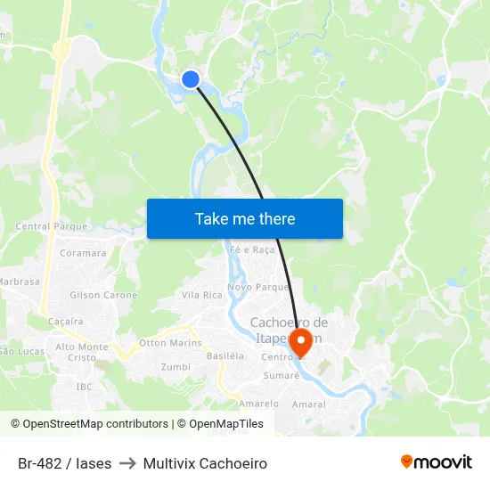 Br-482 / Iases to Multivix Cachoeiro map