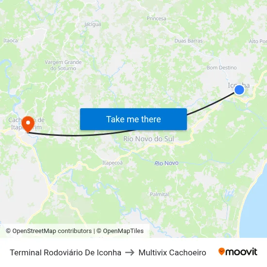 Terminal Rodoviário De Iconha to Multivix Cachoeiro map