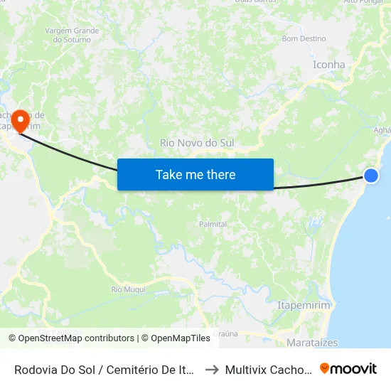 Rodovia Do Sol / Cemitério De Itaipava to Multivix Cachoeiro map