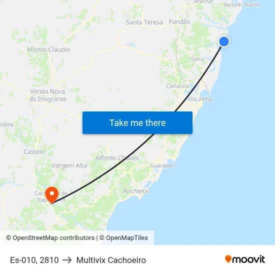 Es-010, 2810 to Multivix Cachoeiro map