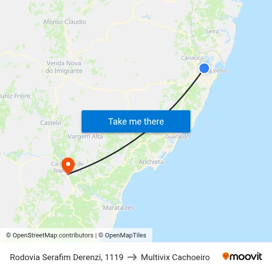 Rodovia Serafim Derenzi, 1119 to Multivix Cachoeiro map