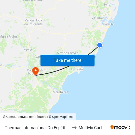 Thermas Internacional Do Espírito Santo to Multivix Cachoeiro map